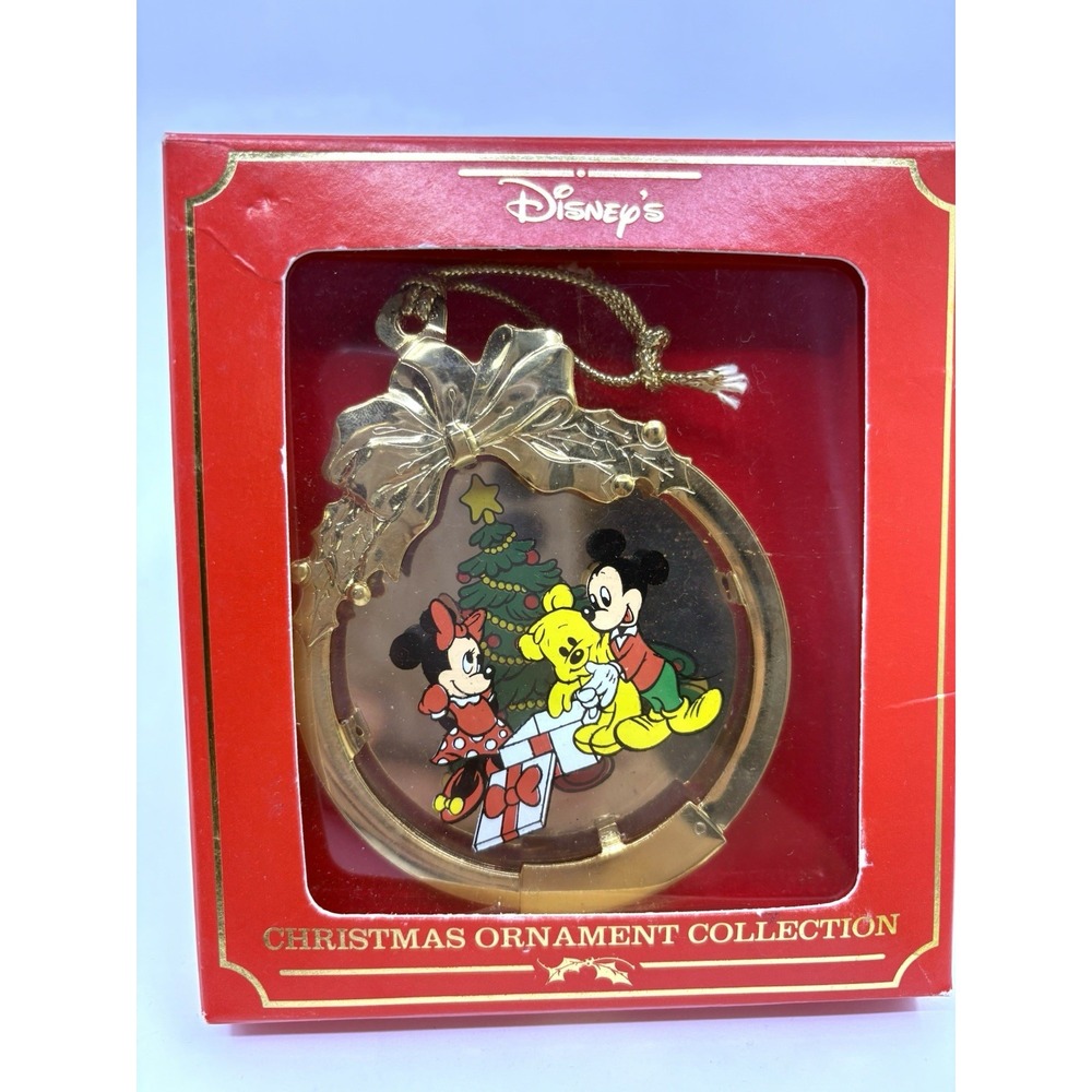 Vintage Walt Disney Christmas Ornament Gold 1996 Duchin Mickey Minnie